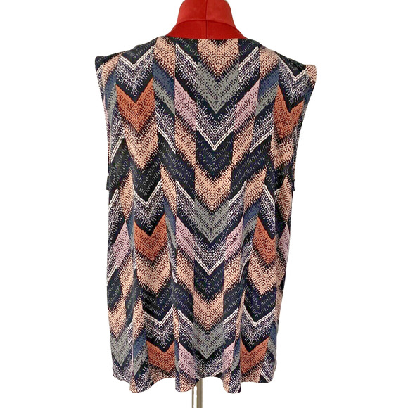 Jones Studio Sleeveless Tank Top Blouse Multicolor Black Peach Pink XL Stretch - Picture 4 of 9
